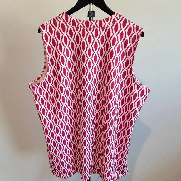 Anne Klein Pink and White Geometric Sleeveless Top XL - Picture 5 of 5